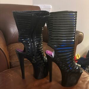 Pleaser Black Strappy Platform Heels